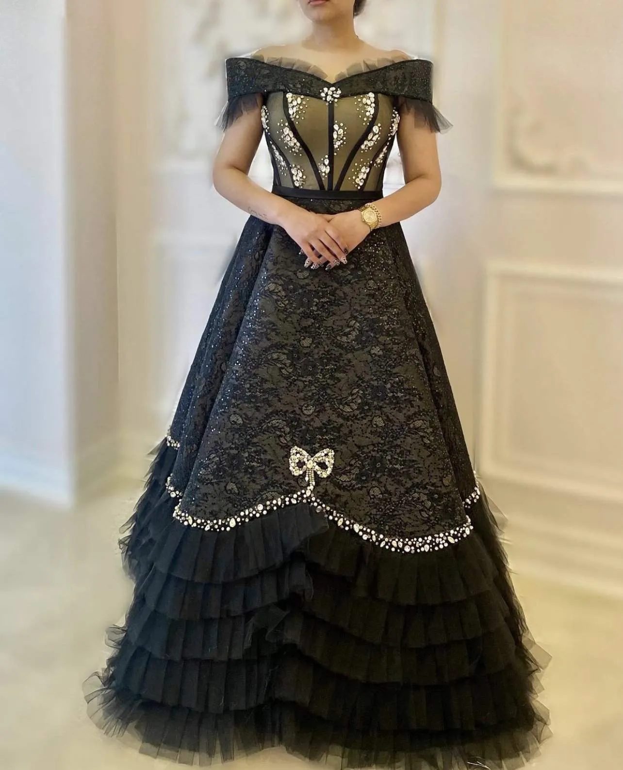 Black Evening Dress Flowers