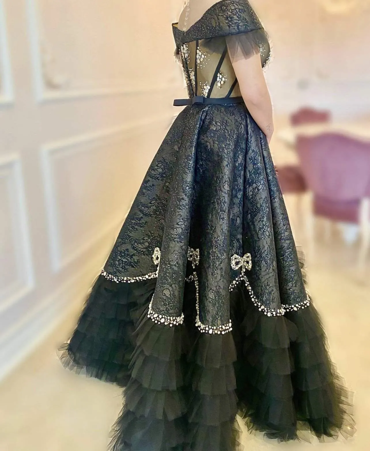 Black Evening Dress Flowers