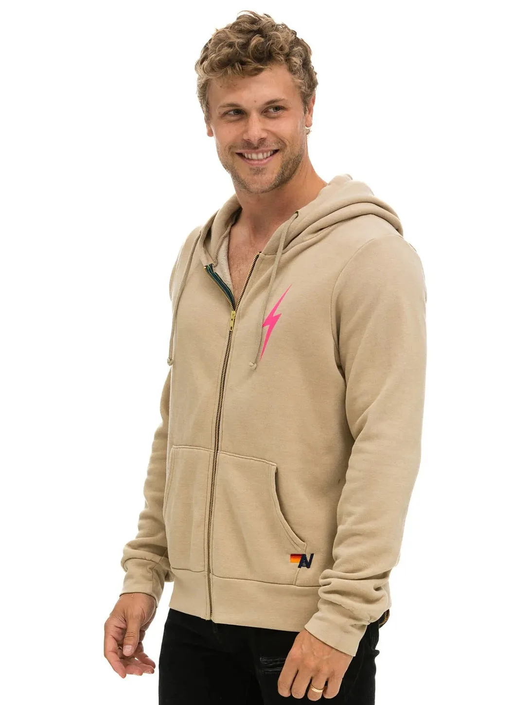 Bolt 2 Zip Hoodie - Sand-Neon Pink