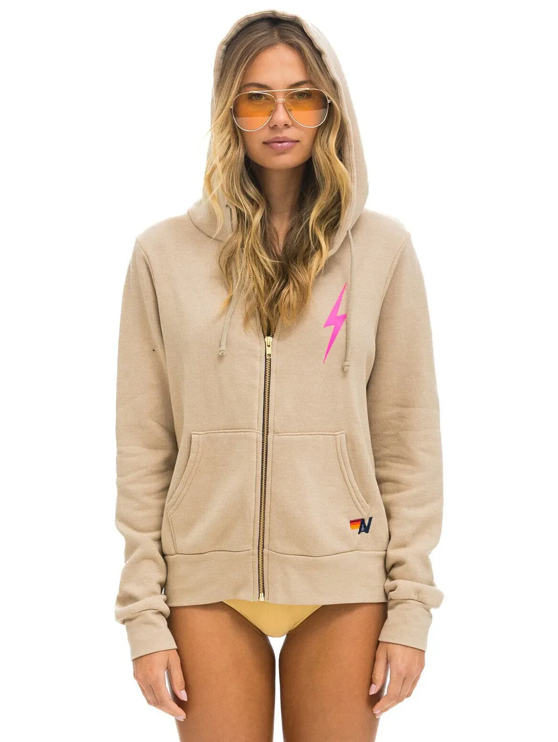 Bolt 2 Zip Hoodie - Sand-Neon Pink