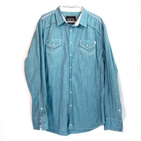 Buckle Black Mens Size XL Aqua Blue Western Shirt Button-Up L/s