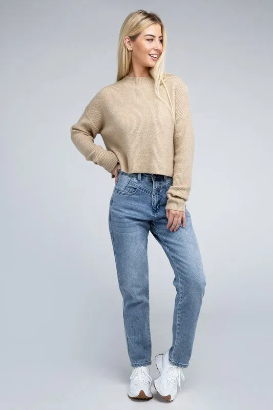 Cozy Mock Neck Long Sleeve Pullover Sweater