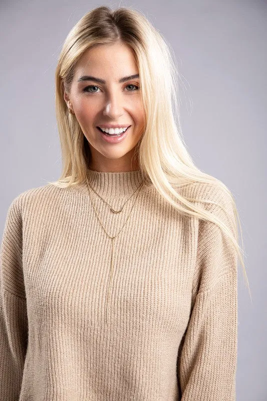 Cozy Mock Neck Long Sleeve Pullover Sweater