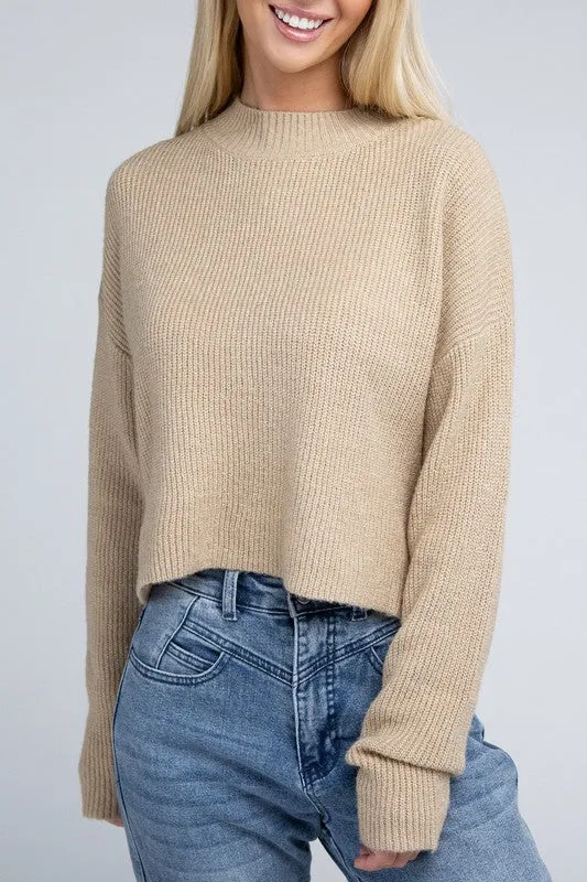 Cozy Mock Neck Long Sleeve Pullover Sweater