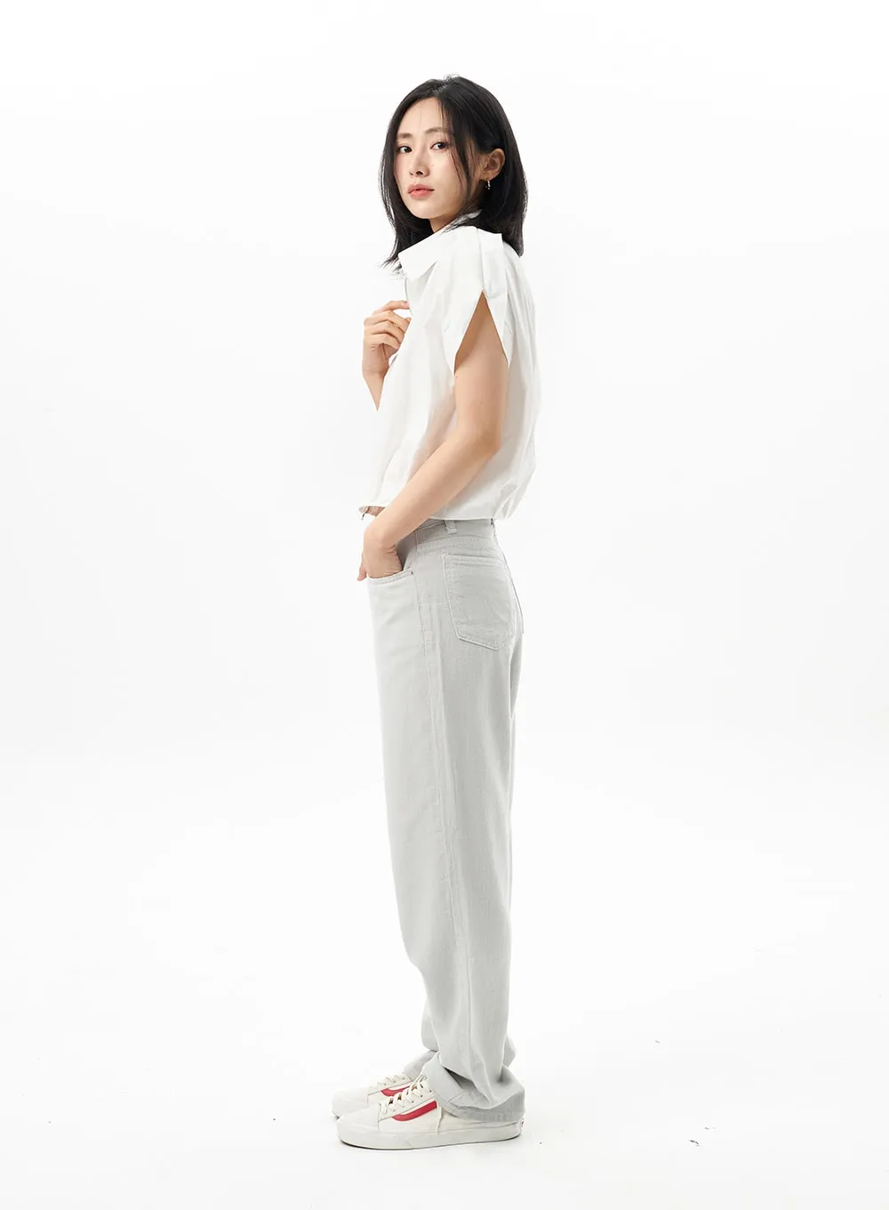Drop Shoulder Zip-Up Shirt OU314