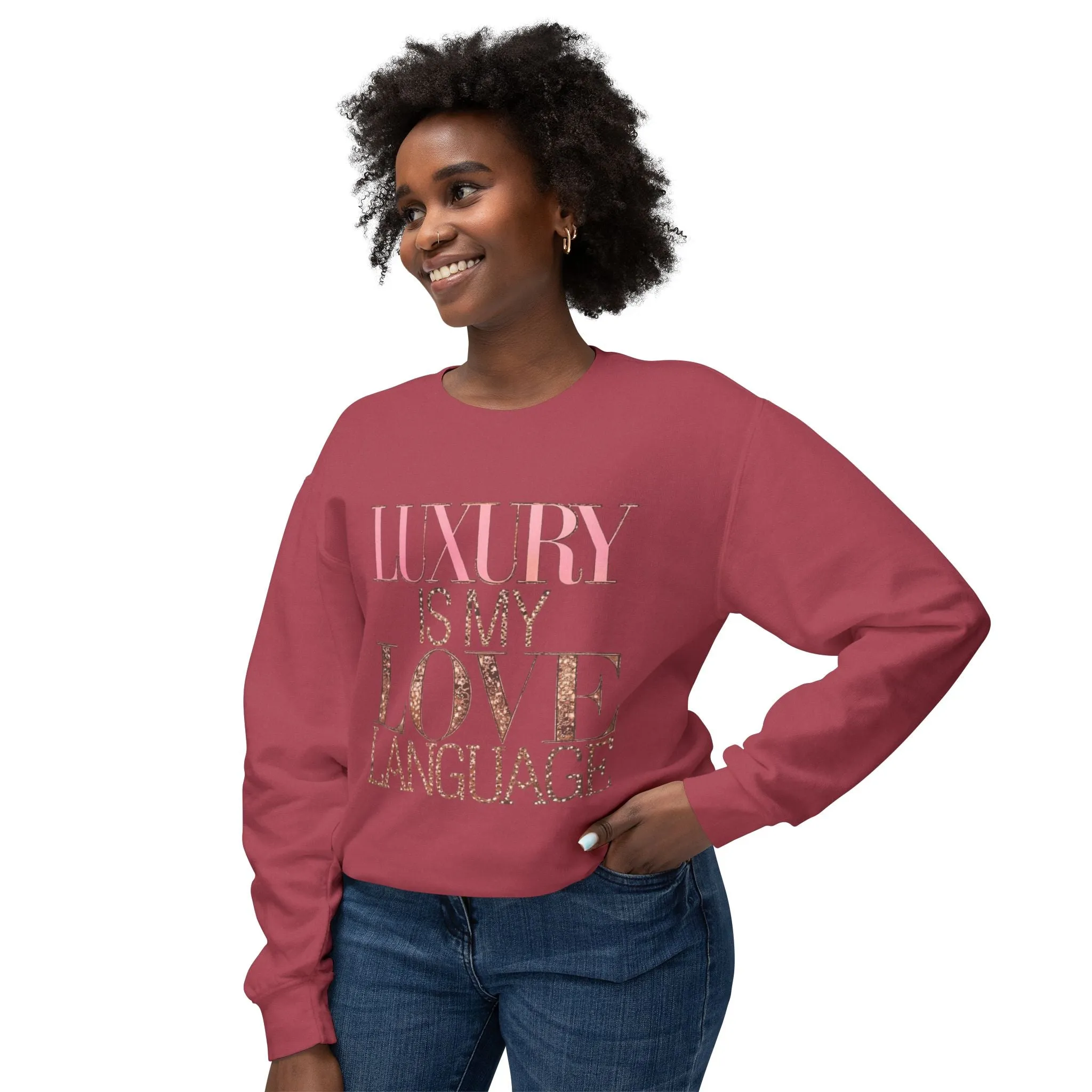 DUO MODERN "Luxury Is My Love Language" Unisex Lightweight Crewneck Sweatshirt