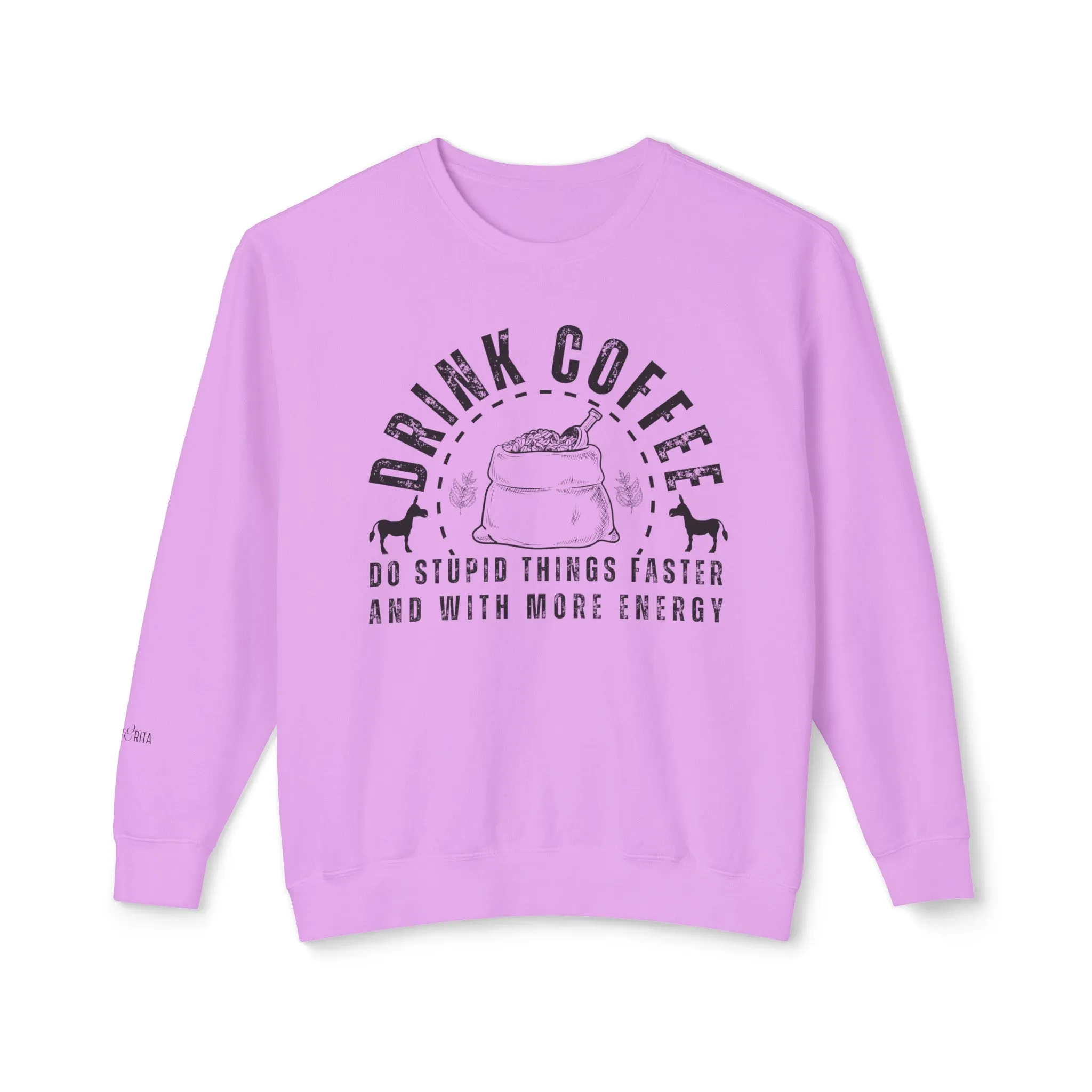 Eddy and Rita Women's Comfort Colors Lightweight Crewneck Sweatshirt - Coffee Energy