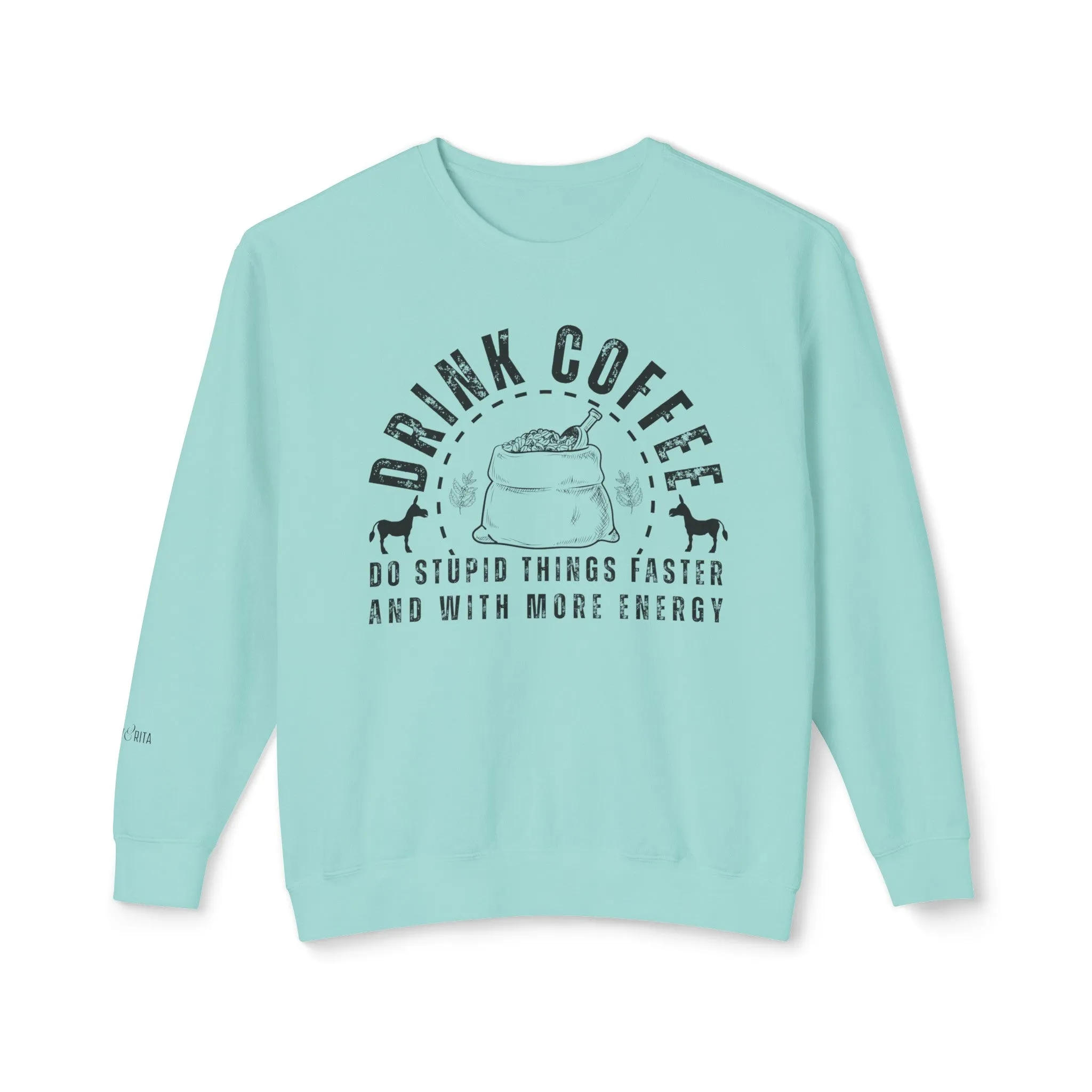 Eddy and Rita Women's Comfort Colors Lightweight Crewneck Sweatshirt - Coffee Energy