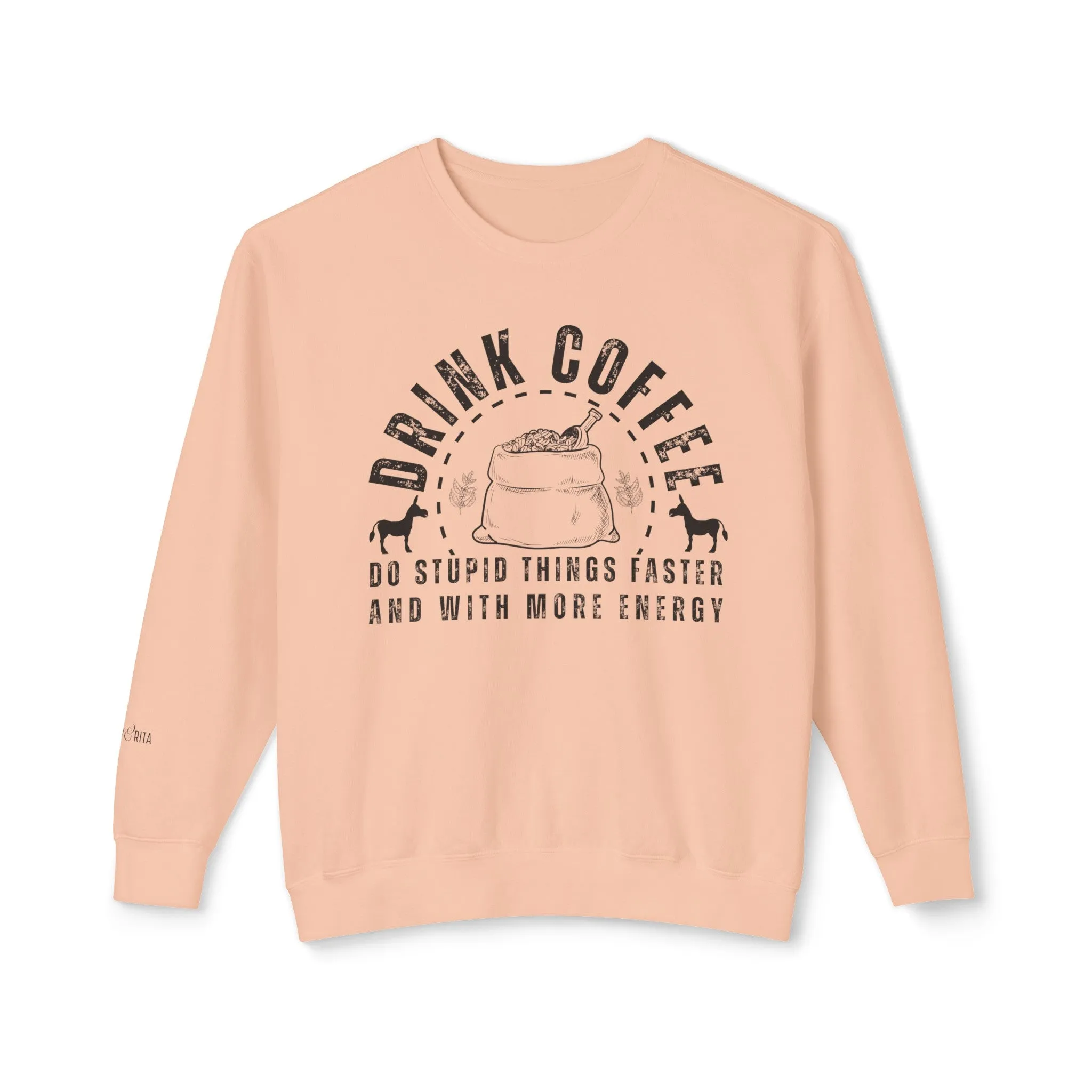 Eddy and Rita Women's Comfort Colors Lightweight Crewneck Sweatshirt - Coffee Energy