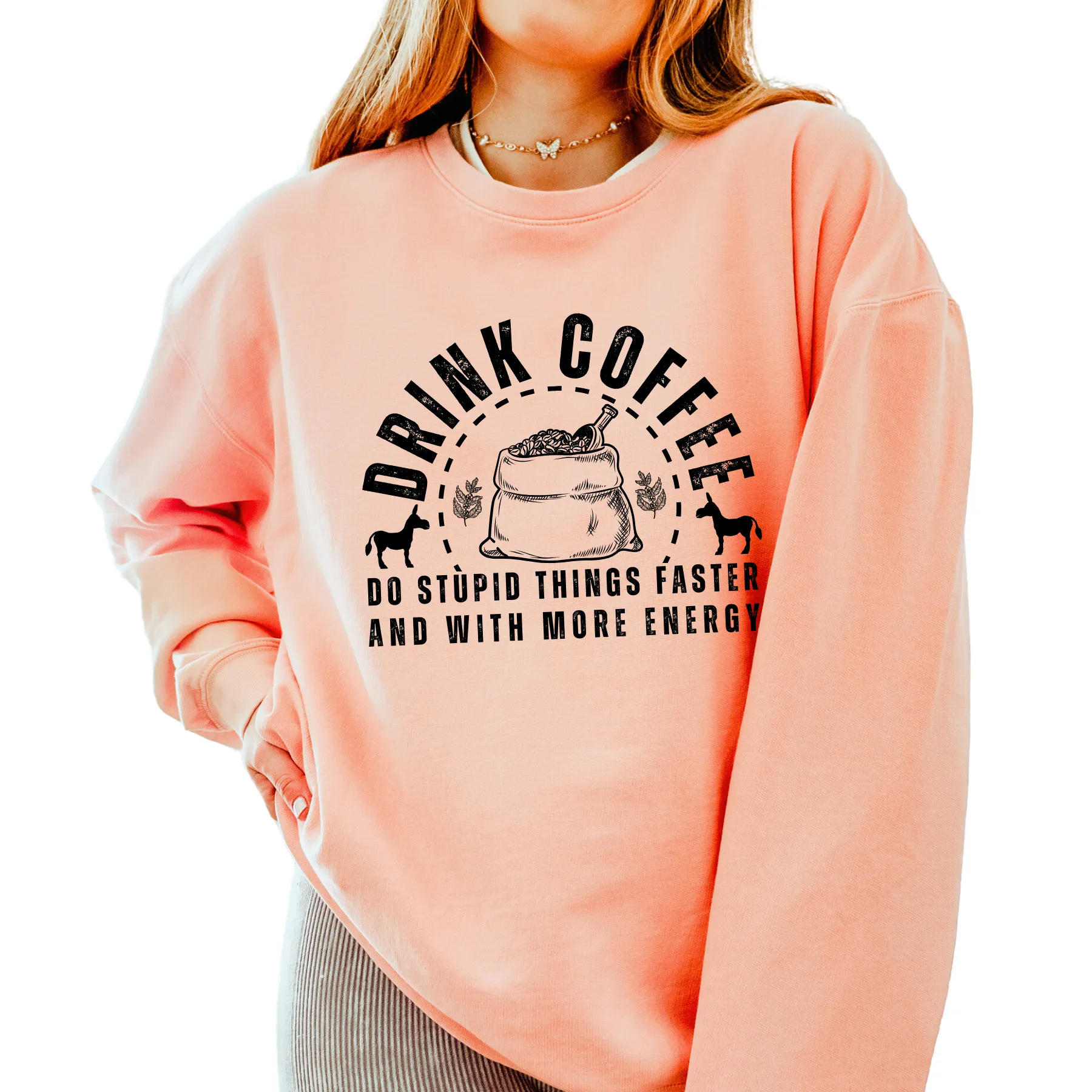Eddy and Rita Women's Comfort Colors Lightweight Crewneck Sweatshirt - Coffee Energy
