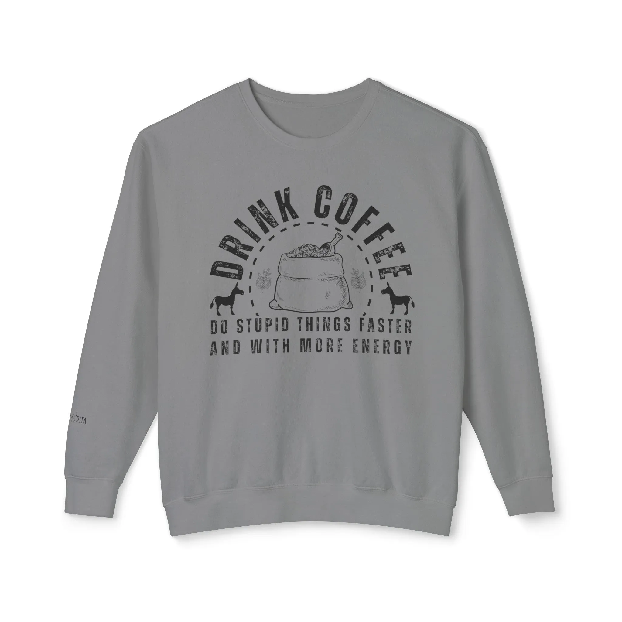 Eddy and Rita Women's Comfort Colors Lightweight Crewneck Sweatshirt - Coffee Energy