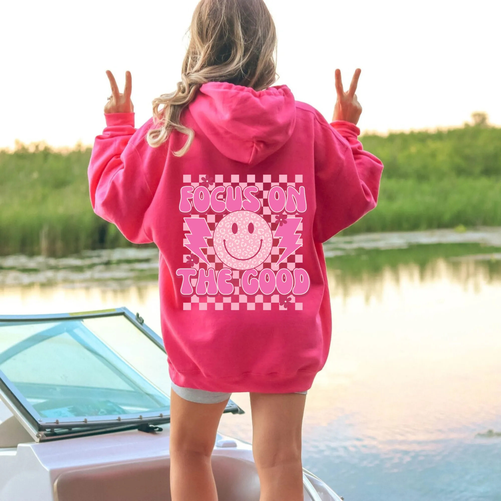 Focus On The Good Preppy Oversized Hoodie