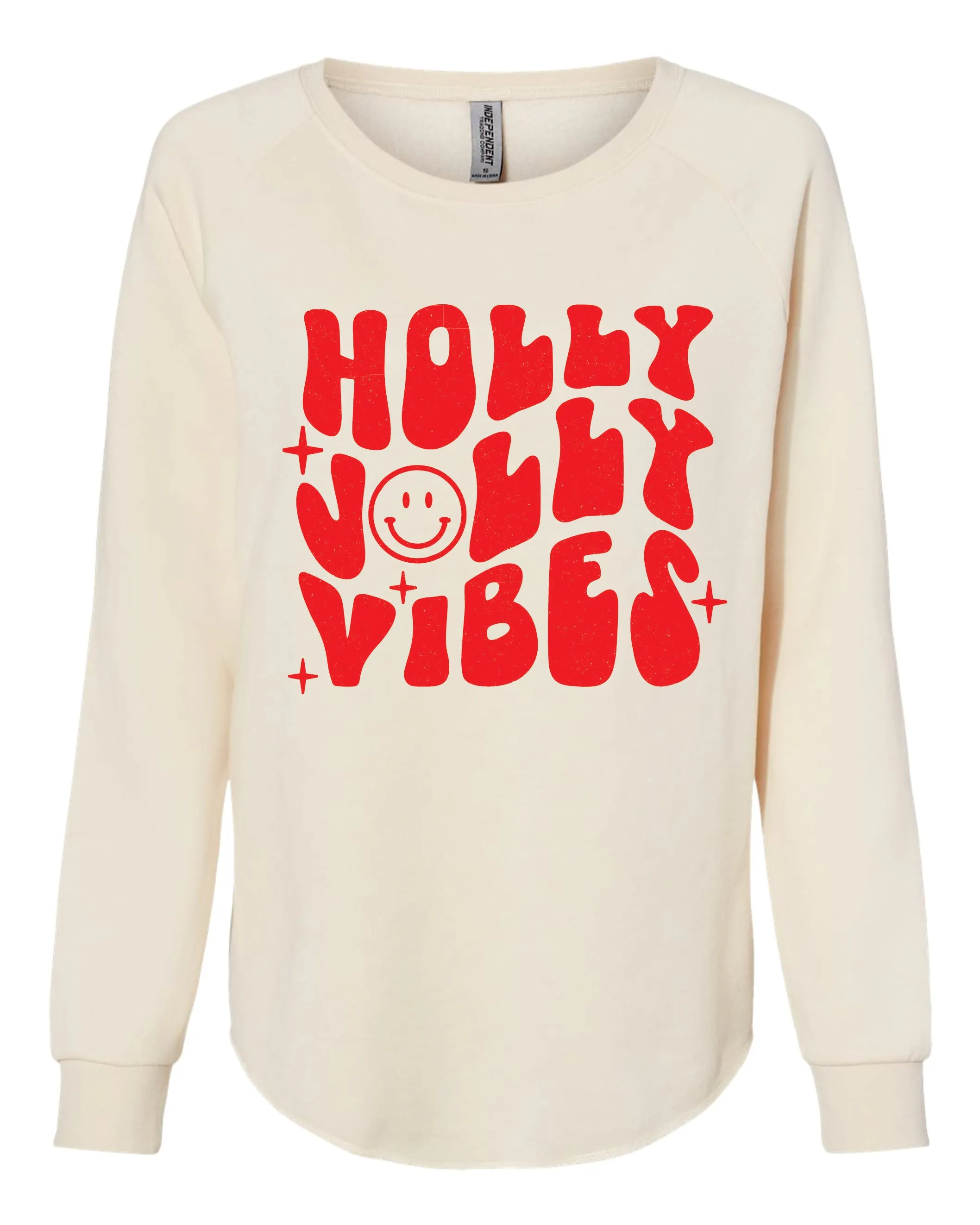 Holly Jolly Vibes | Adult Lightweight Crewneck Sweatshirt Bone