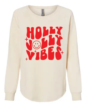 Holly Jolly Vibes | Adult Lightweight Crewneck Sweatshirt Bone
