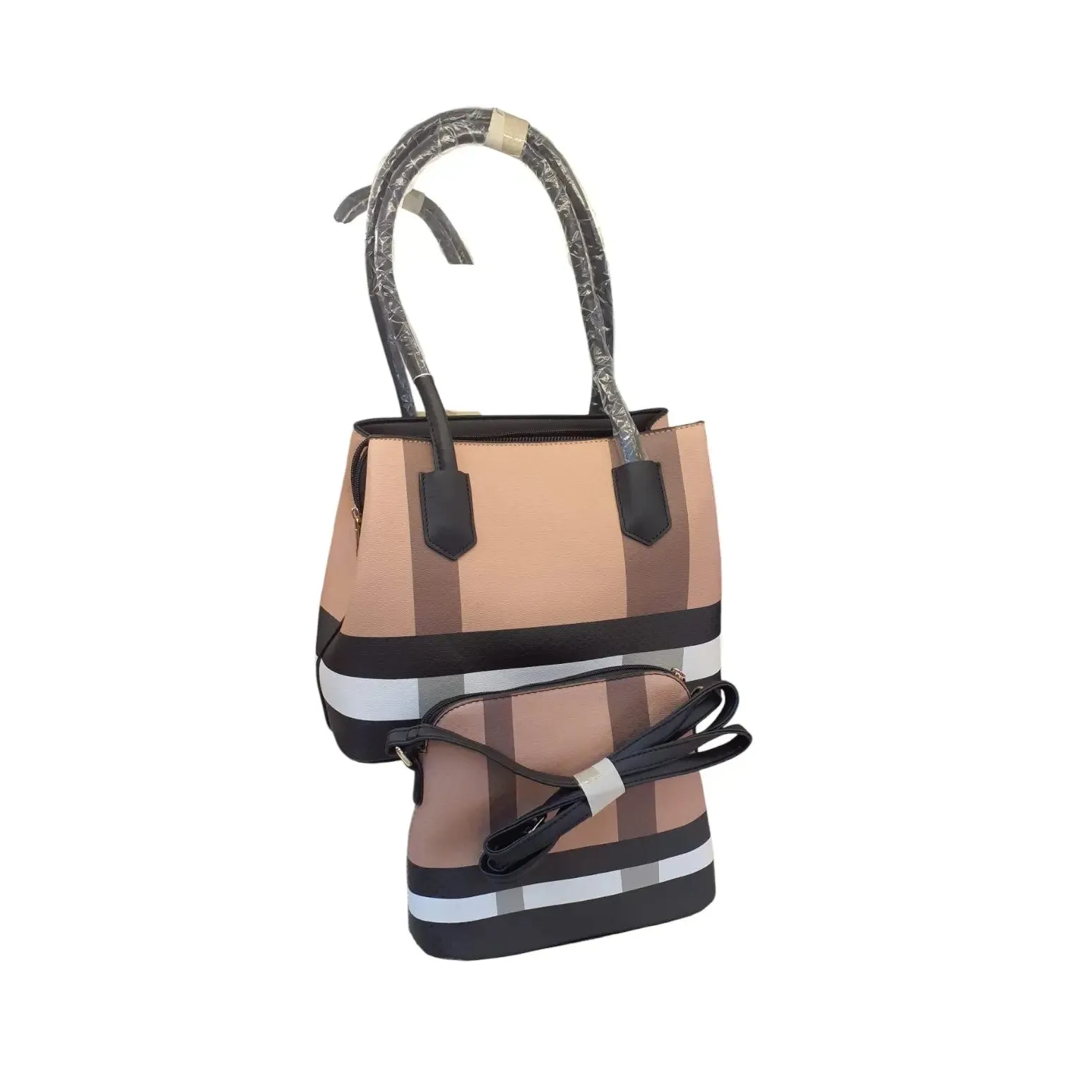 Plaid Pattern Tote Bag set