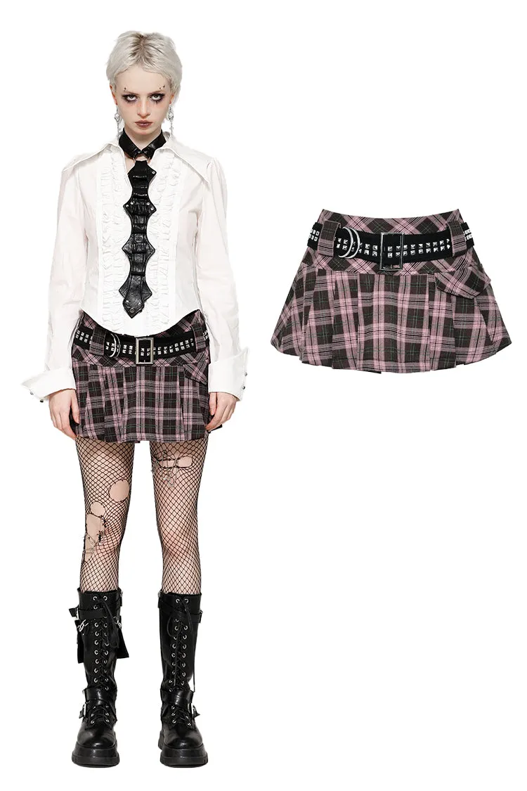 Punk Pink Plaid Mini Skirt KW374