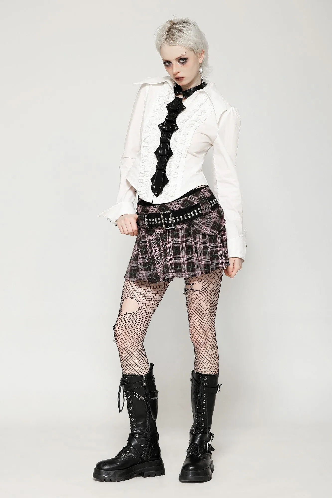 Punk Pink Plaid Mini Skirt KW374
