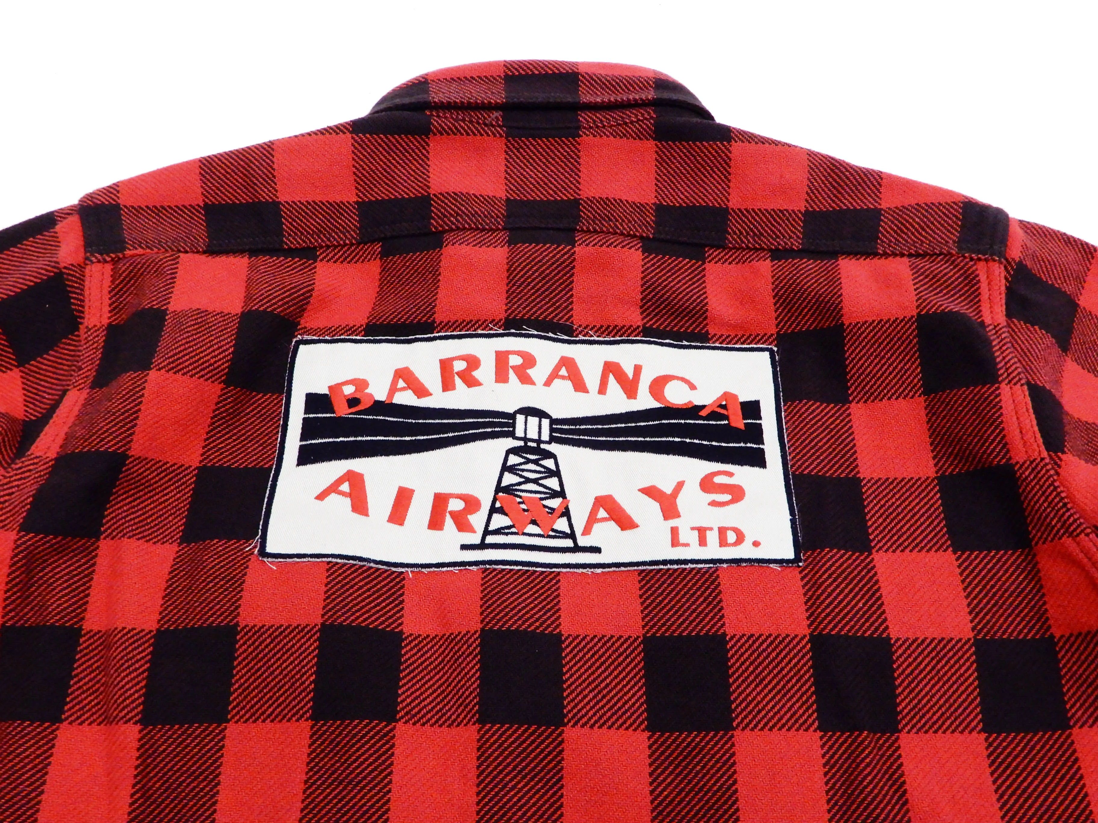 TOYS McCOY Men's Buffalo Check Plaid Shirt Patched Long Sleeve Button Up Shirt TMS1809 Red/Black