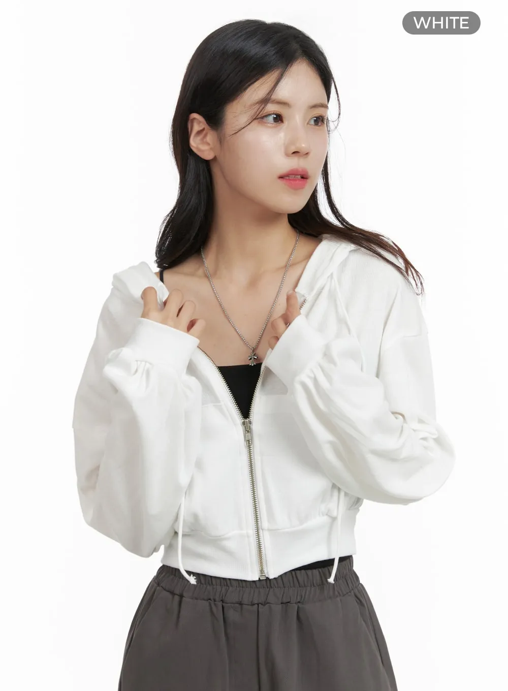 Zip-Up Crop Hoodie Sweatshirt OA419