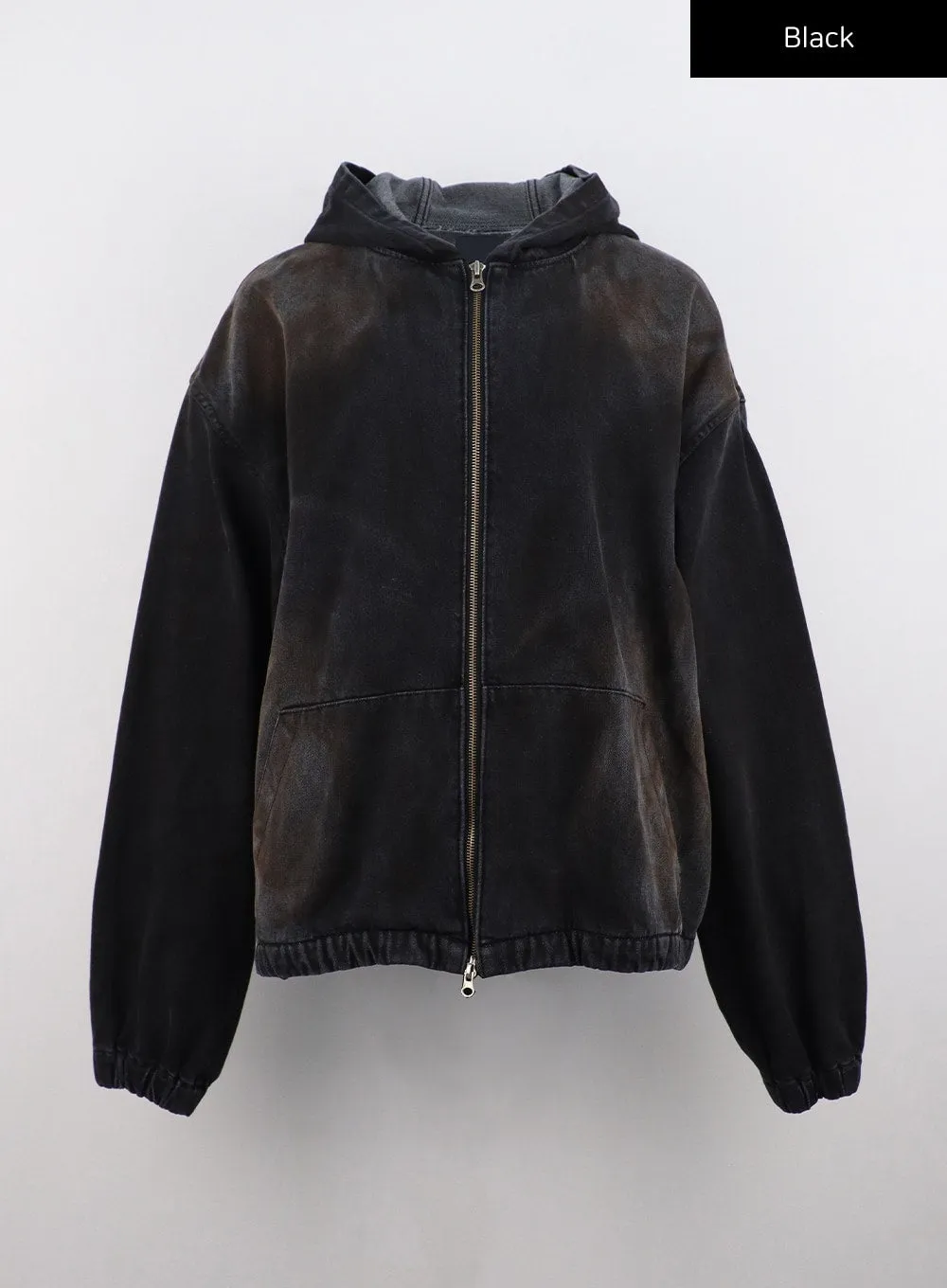 Zip-Up Denim Hooded Jacket CO323