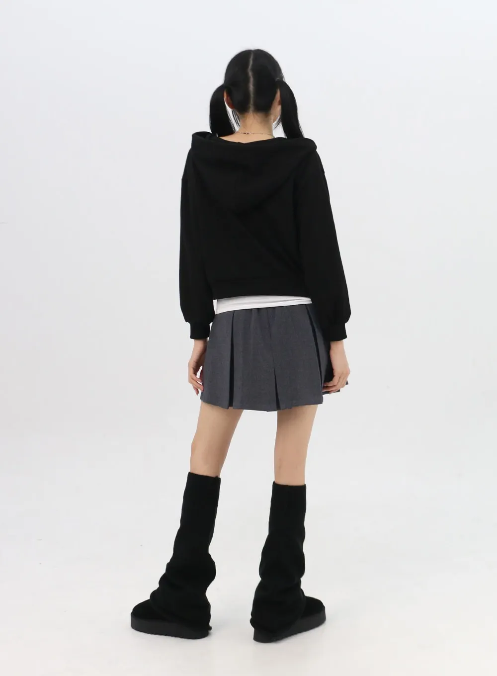 Zip-Up Graphic Crop Hoodie IN314